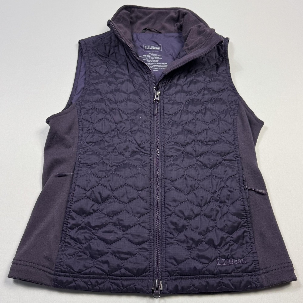 L.L.Bean Vest Womens Small‎ Purple Quilted Thinsulate Fleece Lined Full Zip Warm